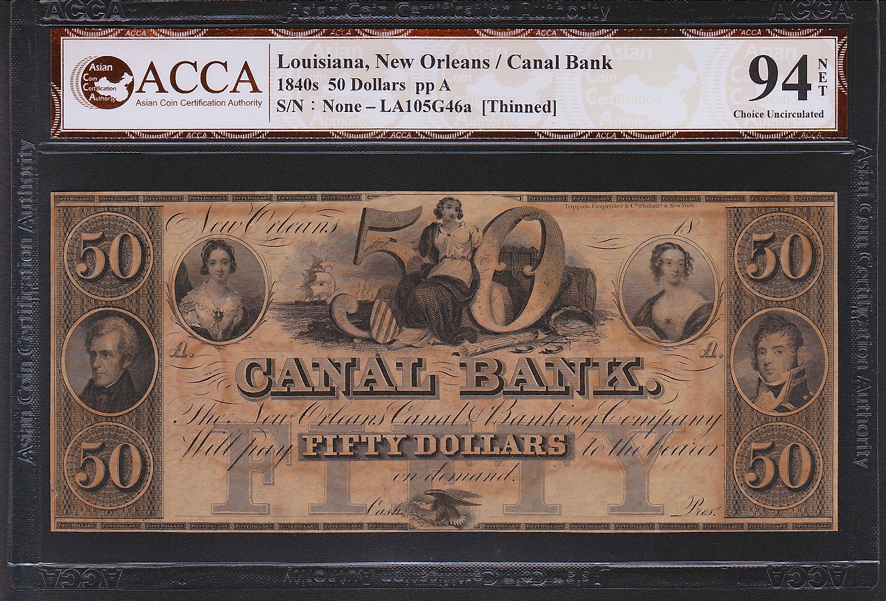 アメリカ　1840年 レア紙幣　50ドル ACCA94NET