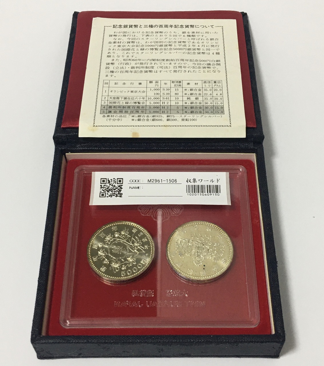 議会開設100周年記念と裁判所制度100周年記念5000円銀貨2枚セット 