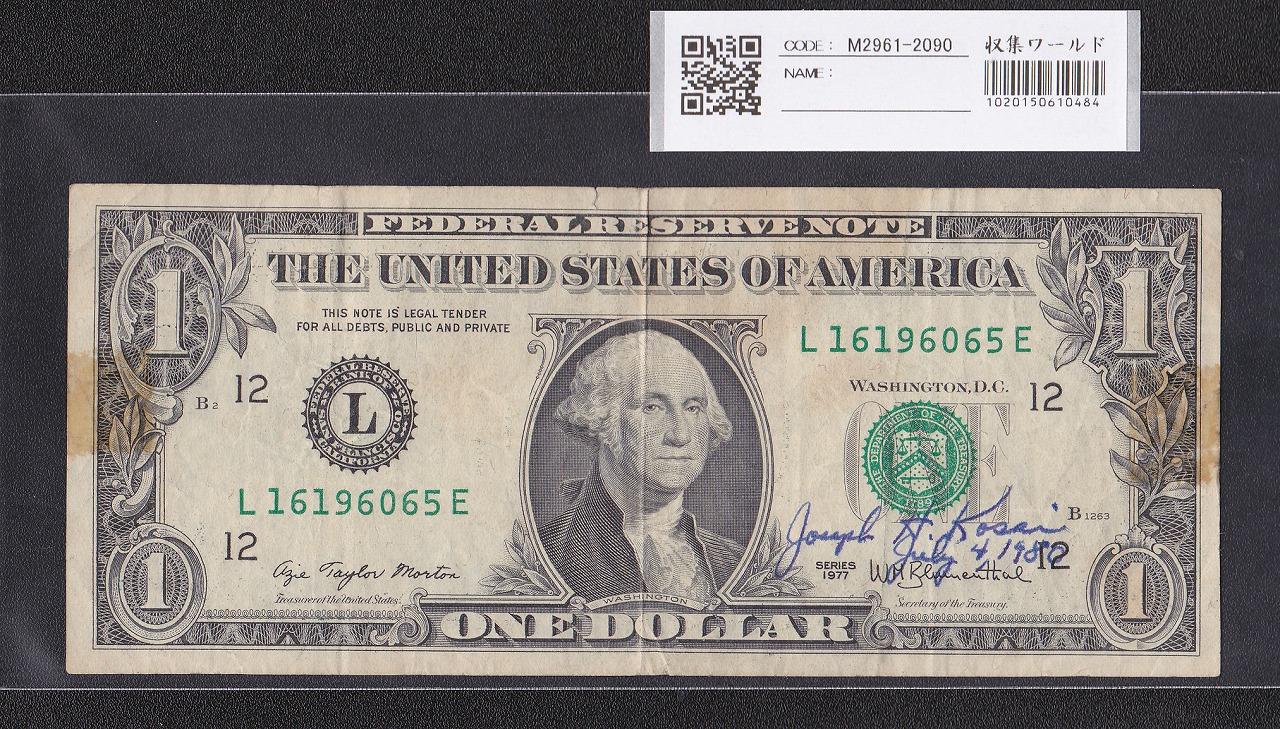 アメリカ 1977年シリーズ 1ドル紙幣 L16196065E 流通宝品
